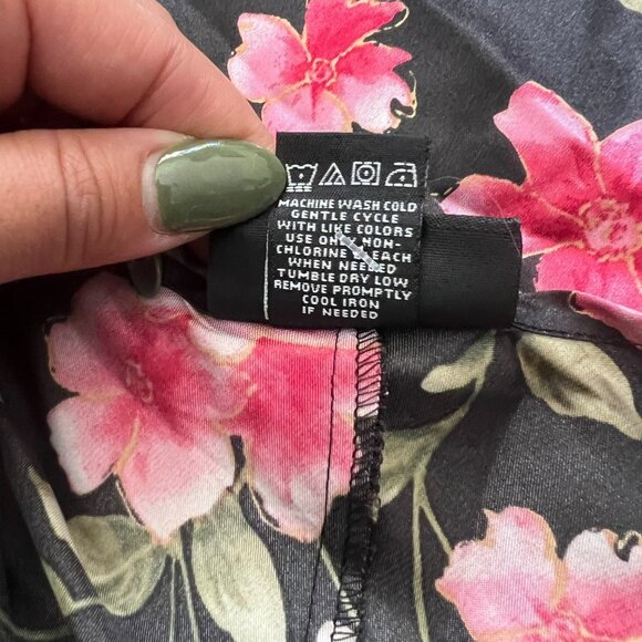 Bay Studio Sleepwear Floral Lace Trim Bow Satin Mini Slip Dress Black S Coquette - Picture 10 of 13